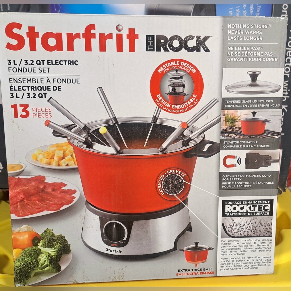 Brand New 3L/ 13 piece Starfrit The Rock Electric Fondue Set - Red